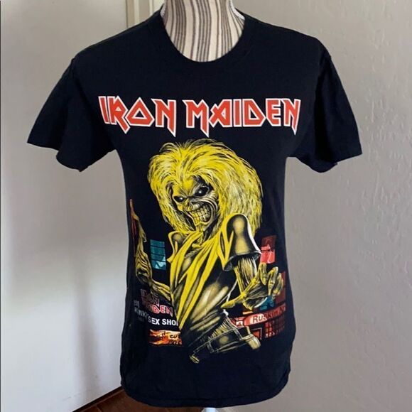 Iron Maiden Black Graphic The Book Of Souls World 2017 Tour Shirt - Picture 1 of 11